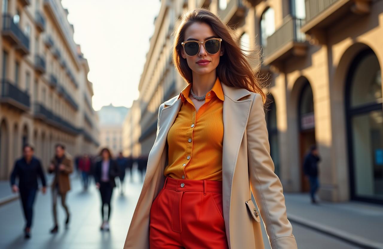 Fotografía para redes sociales de una influencer en un entorno urbano de Madrid